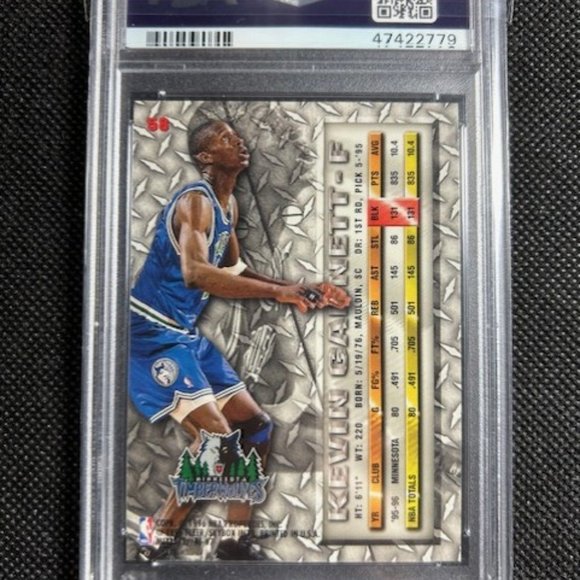 1996 Fleer Metal #58 KEVIN GARNETT PSA 8.5 NM-Mint+  Minnesota TIMBERWOLVES HOF - Picture 2 of 2